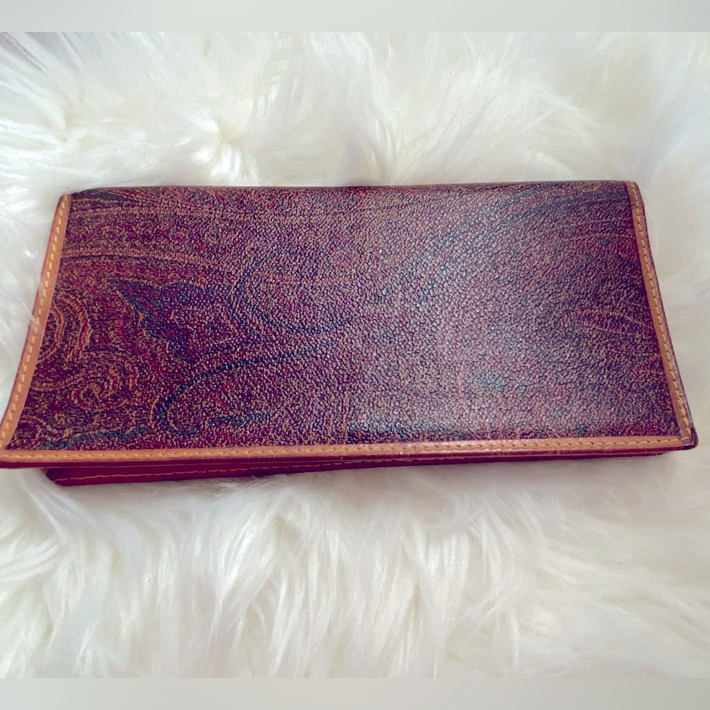 ETRO Vintage Milano Bifold Card Fine Leather And Fabric Long Wallet